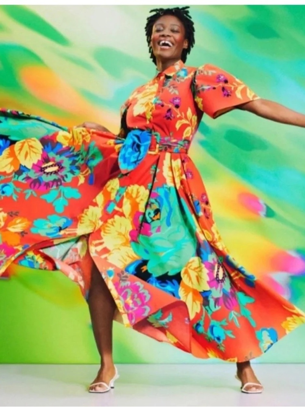 Christopher John Rogers Target Orange Floral Dress 10 - Picture 3 of 11